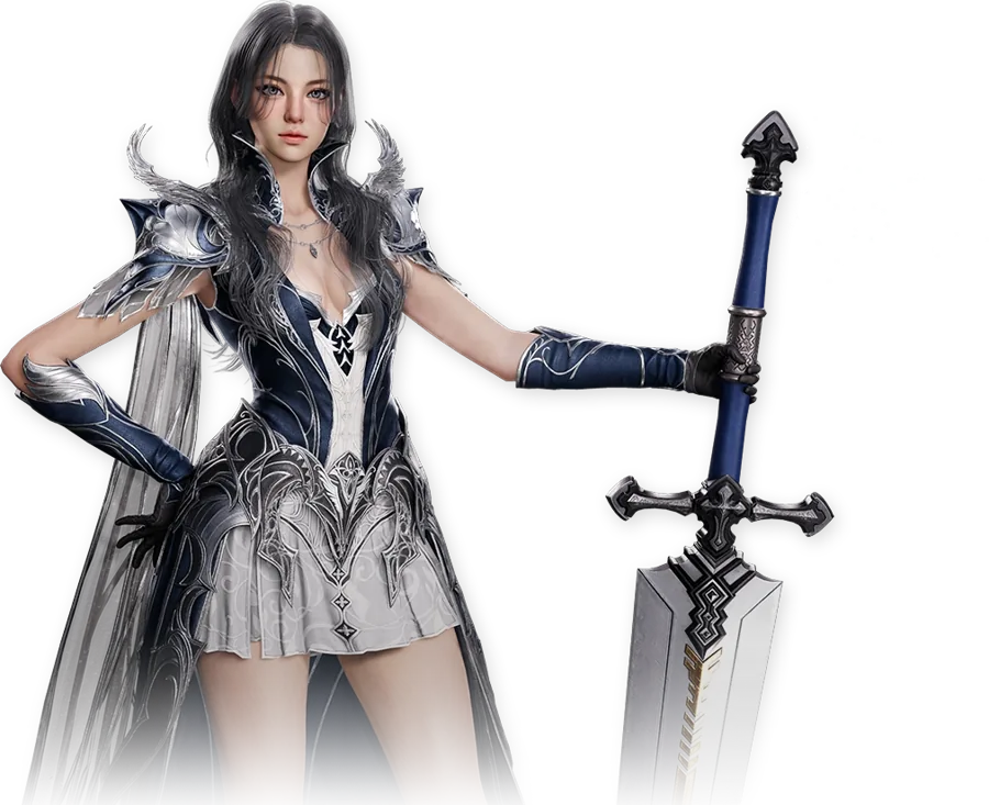 Official AION 2 Gladiator character art: an armored warrior resting a greatsword.